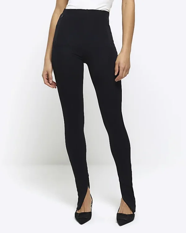 Black zip hem leggings