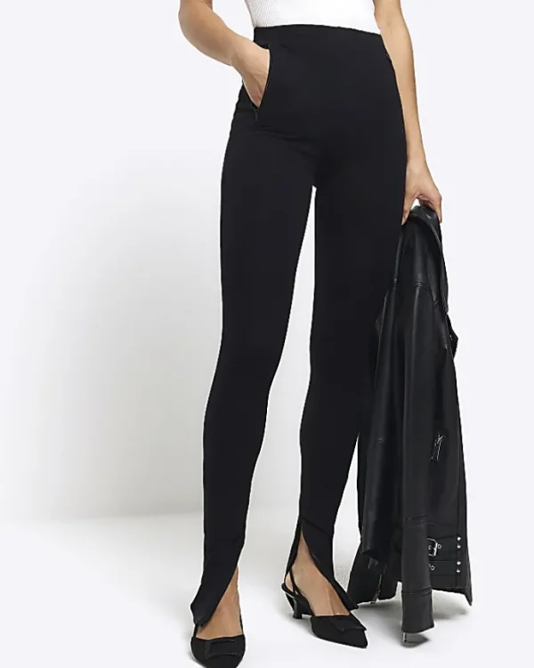 Black zip hem leggings