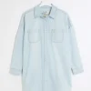 Blue denim oversized mini shirt dress