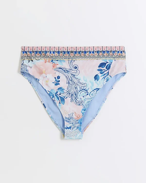 Blue diamante high waisted bikini bottoms