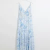 Blue floral beach maxi dress