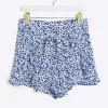 Blue floral belted shorts