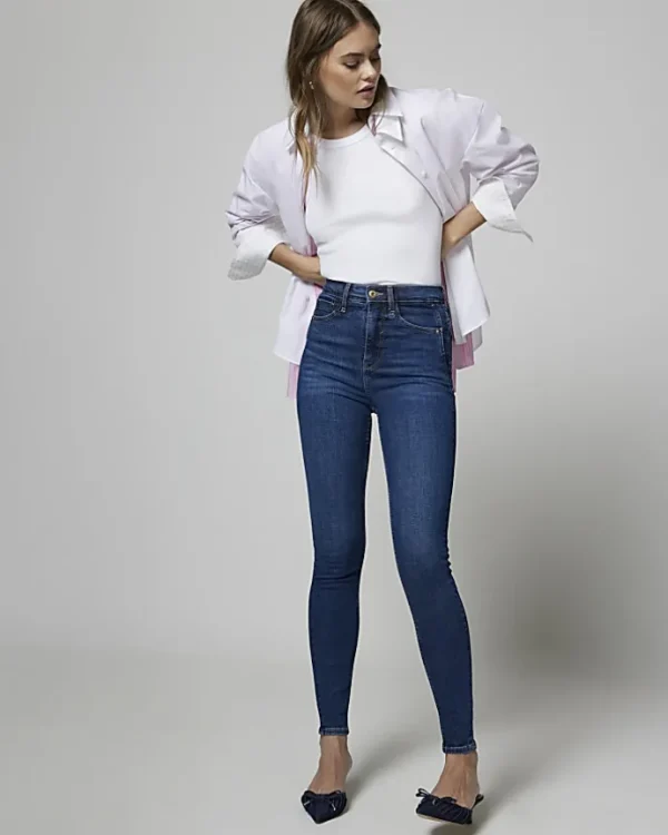 Blue high waisted bum sculpt skinny jeans