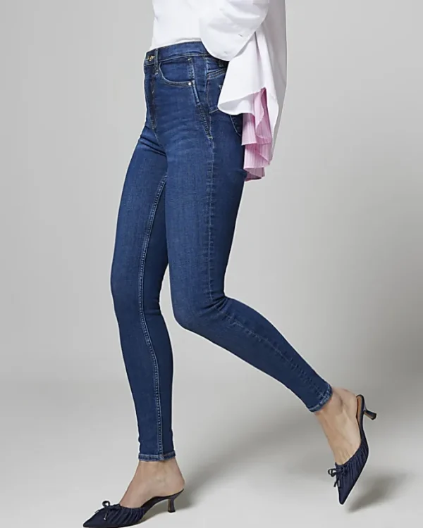 Blue high waisted bum sculpt skinny jeans