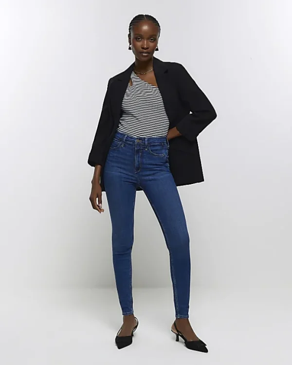 Blue high waisted bum sculpt skinny jeans