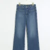 Blue high waisted flare wide fit jeans