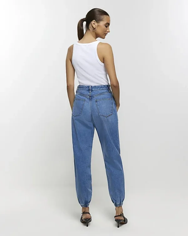 Blue high waisted jogger jeans