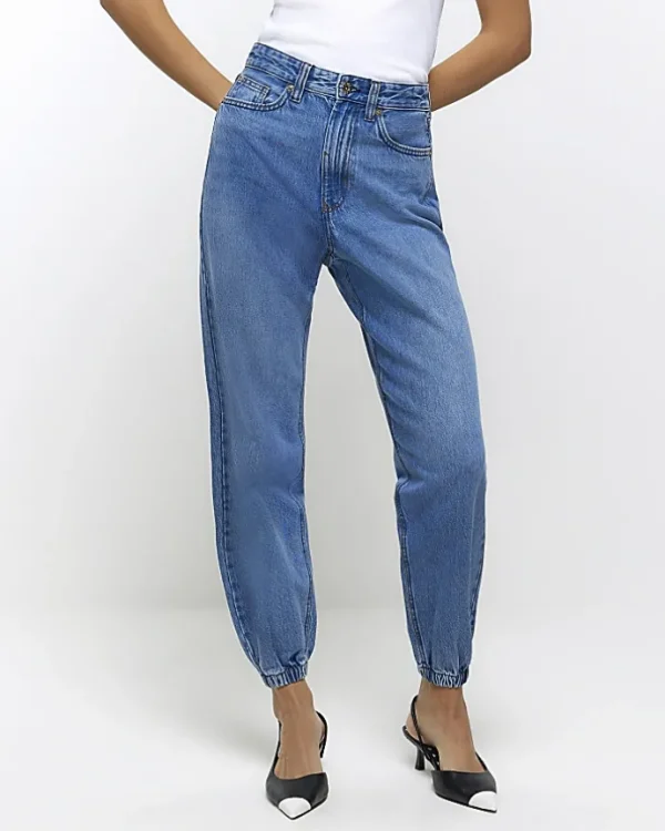 Blue high waisted jogger jeans