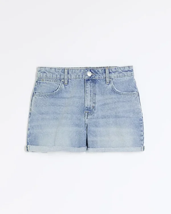 Blue high waisted mom denim shorts