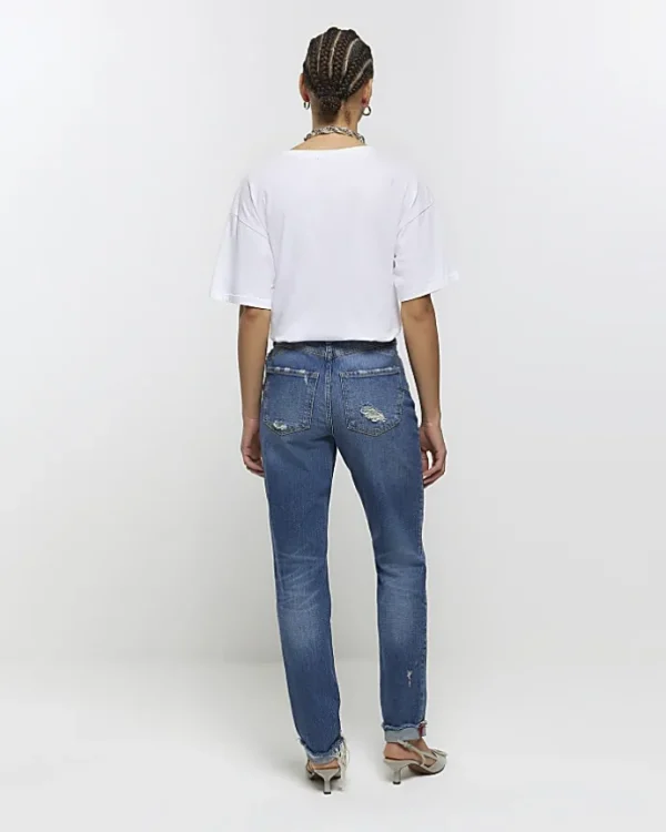 Blue high waisted sculpt mom jeans