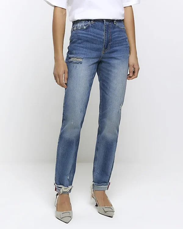 Blue high waisted sculpt mom jeans