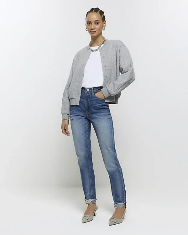 Blue high waisted sculpt mom jeans