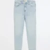 Blue high waisted slim fit straight jean