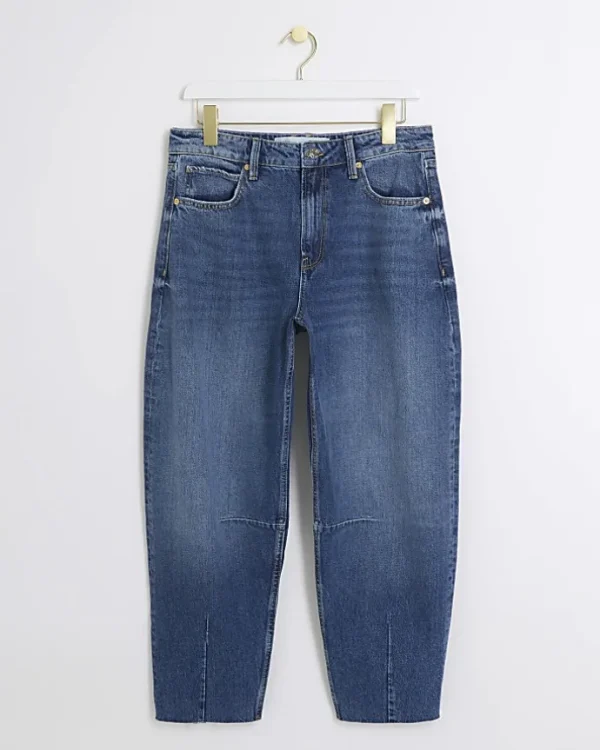 Blue high waisted tapered jeans