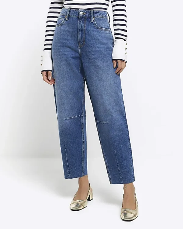 Blue high waisted tapered jeans