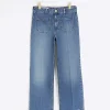 Blue high waisted wide leg jeans