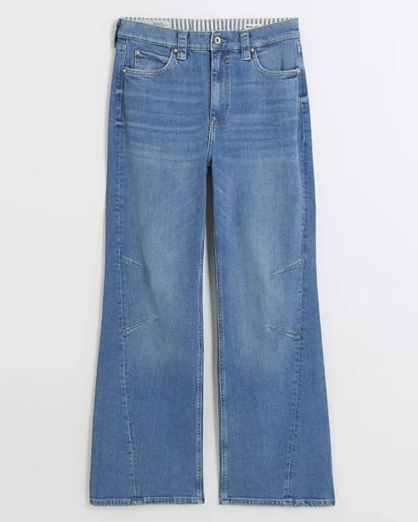 Blue high waisted wide leg jeans