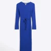 Blue knit rib jumper maxi dress