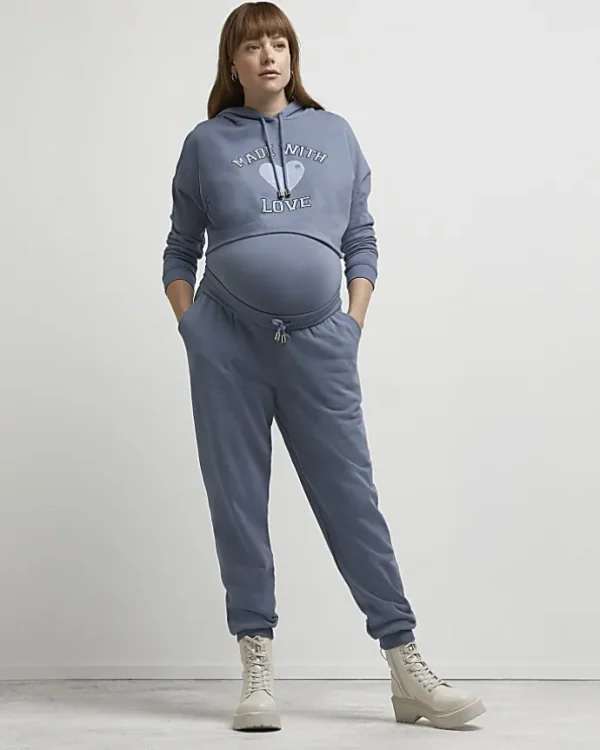 Blue maternity joggers