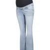 Blue maternity split hem flared jeans