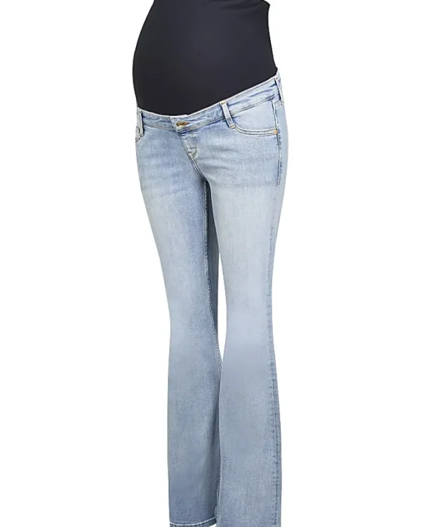 Blue maternity split hem flared jeans