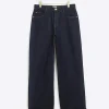 Blue mid rise loose baggy jeans