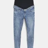 Blue mid rise maternity skinny jeans