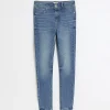 Blue mid rise super skinny fit jeans