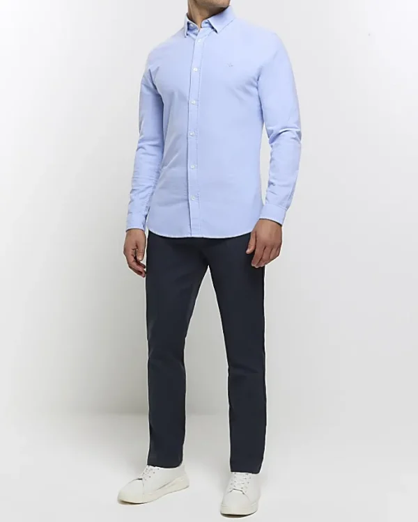 Blue Muscle Fit Oxford Smart Shirt