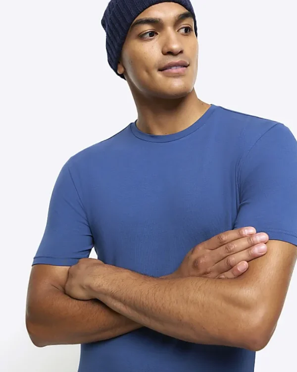 Blue muscle fit t-shirt