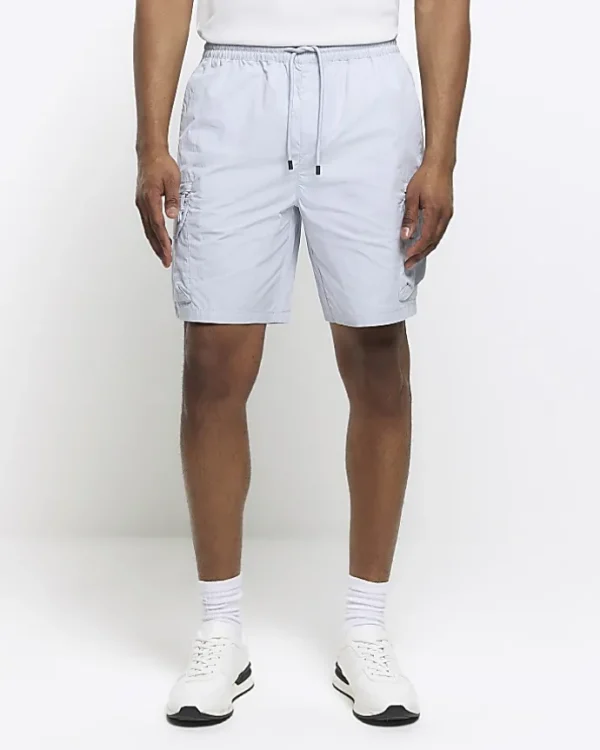 Blue regular fit cargo shorts