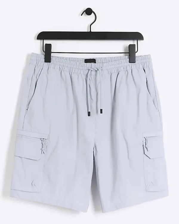 Blue regular fit cargo shorts