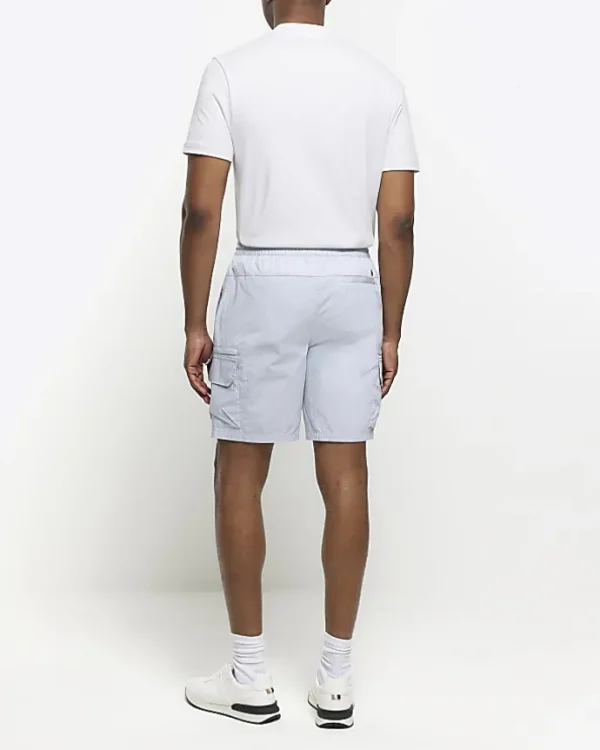 Blue regular fit cargo shorts