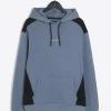 Blue regular fit colour block hoodie