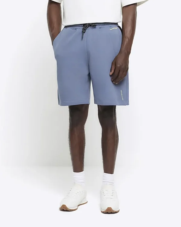 Blue regular fit elasticated shorts