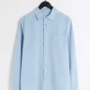 Blue regular fit linen blend shirt