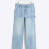 Blue relaxed straight cargo jeans