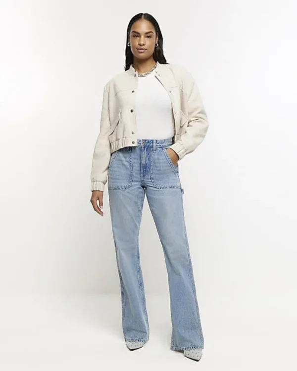 Blue relaxed straight cargo jeans