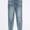 Blue ripped high waisted super skinny jeans