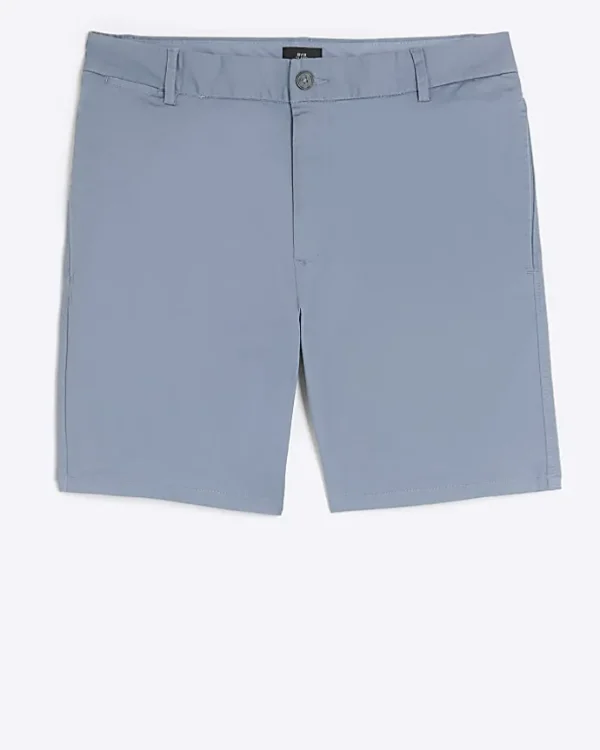 Blue skinny fit chino shorts