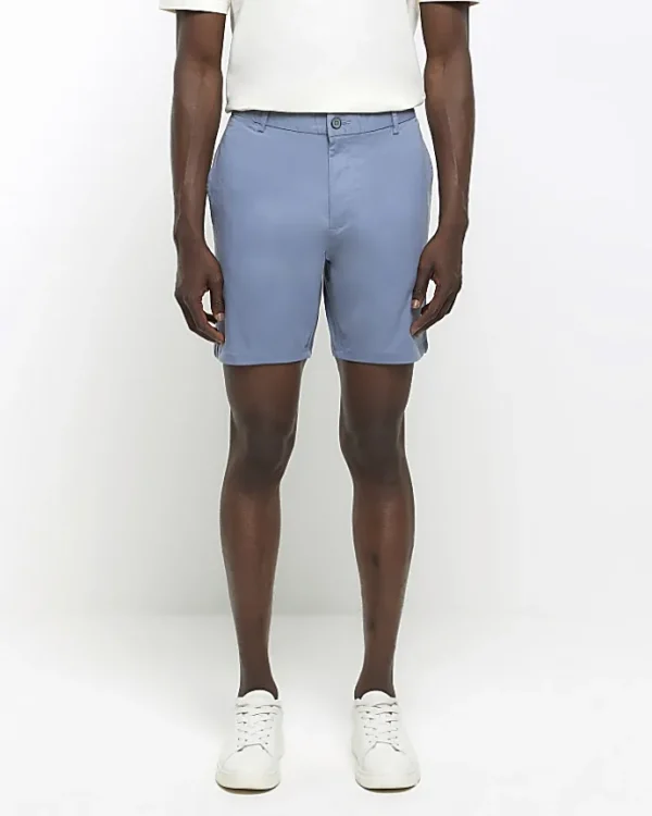 Blue skinny fit chino shorts