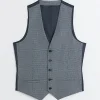 Blue skinny fit dogtooth waistcoat