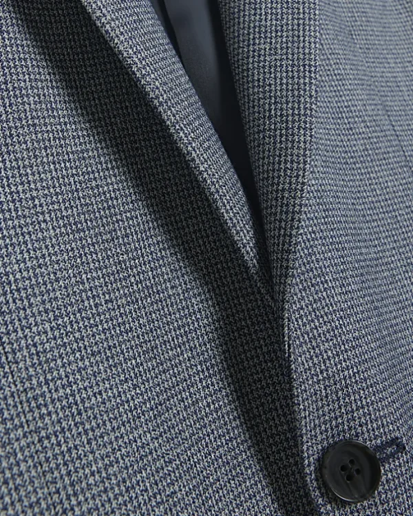 Blue skinny fit dogtooth suit jacket