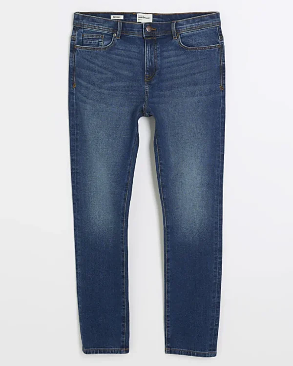 Blue skinny fit faded jeans