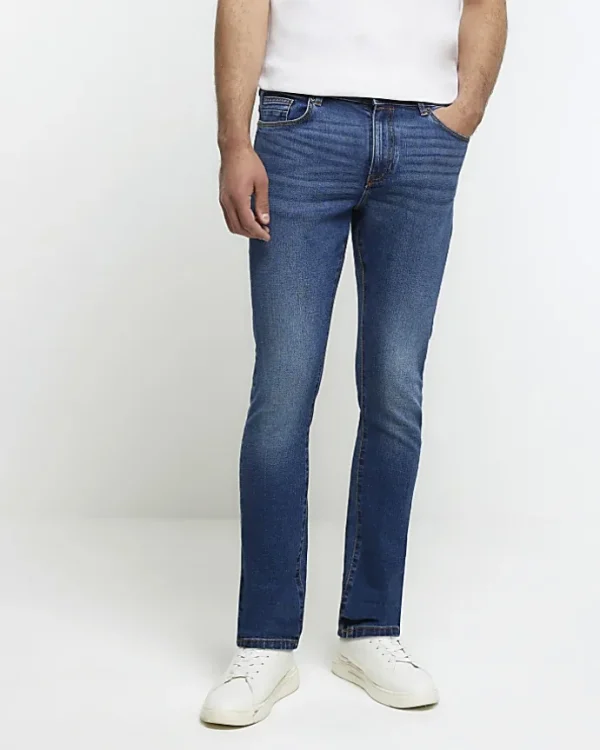 Blue skinny fit faded jeans