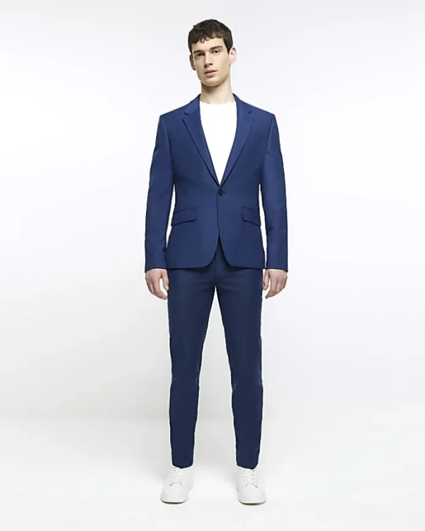 Blue skinny fit suit jacket