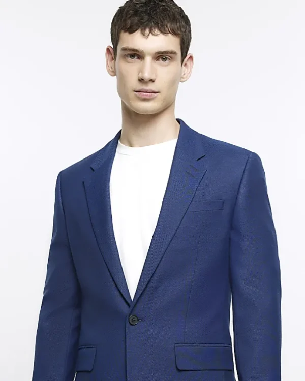 Blue skinny fit suit jacket