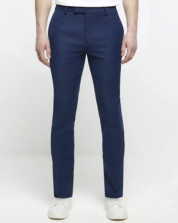 Blue skinny fit suit trousers