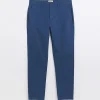 Blue slim fit casual chino trousers