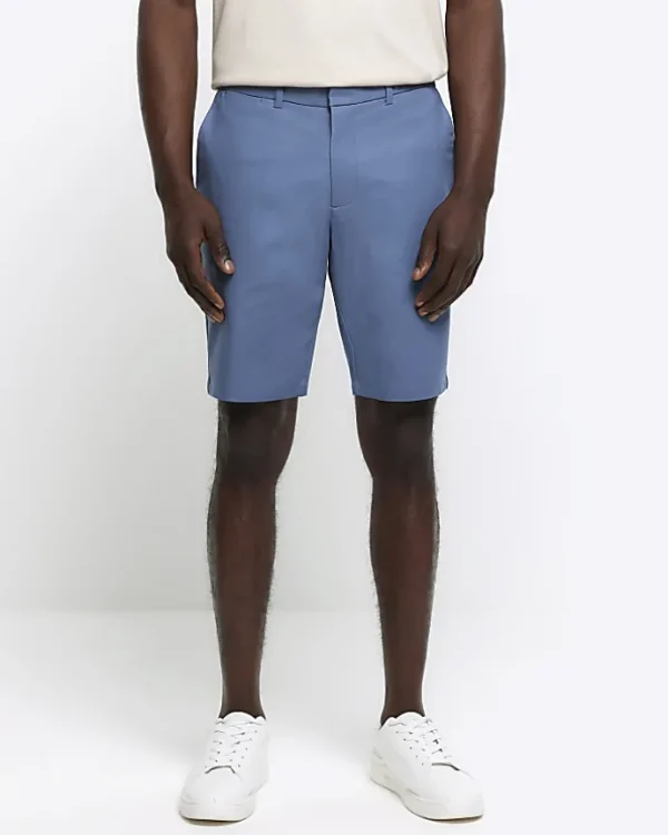 Blue slim fit chino shorts